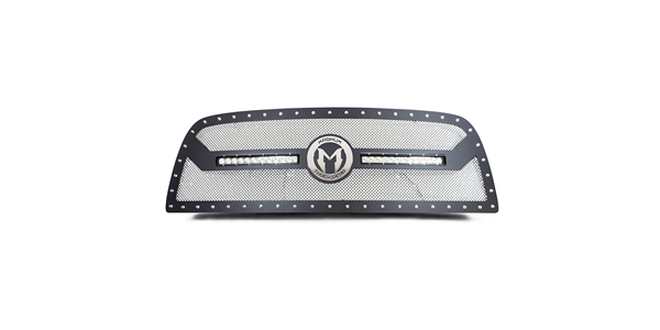 Magnum Truck Gear CL Series Grilles feature Chrome Accents and LED Lights along with a unique woven mesh design.