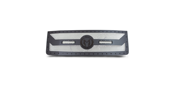Magnum Truck Gear BL Series Grilles feature Gloss Black Powder Coated Accents and LED Lights along with a unique woven mesh design.