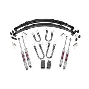 Rough Country 3in Lift Kit Rear Blocks - Front and Rear - Jeep 1974-1990 4WD