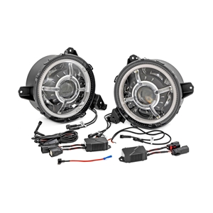 Rough Country 9in DRL Halo LED Projection Headlights - Gladiator / Wrangler JL