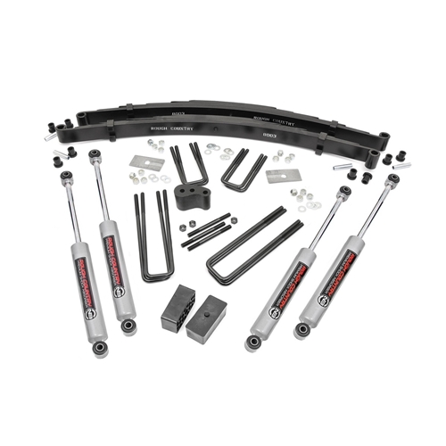 Rough Country 4in Lift Kit Rear Blocks - Front and Rear - Dodge W100/200/300 Pickup