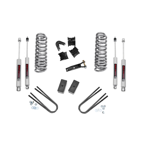 Rough Country 4in Lift Kit Rear Blocks - Front and Rear - Ford F-150