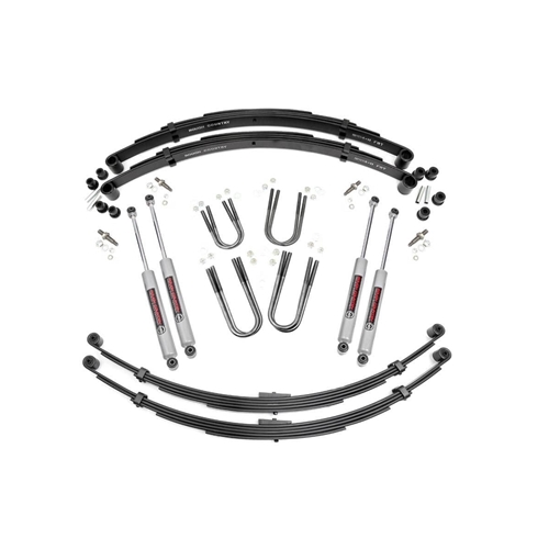 Rough Country 3in Lift Kit Rear Blocks - Front and Rear - Jeep 1974-1990
